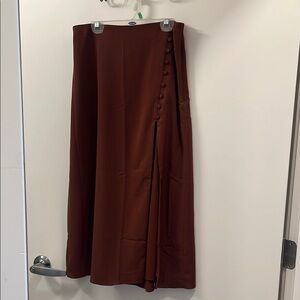 Elegant Brown Button-Detail Midi Skirt